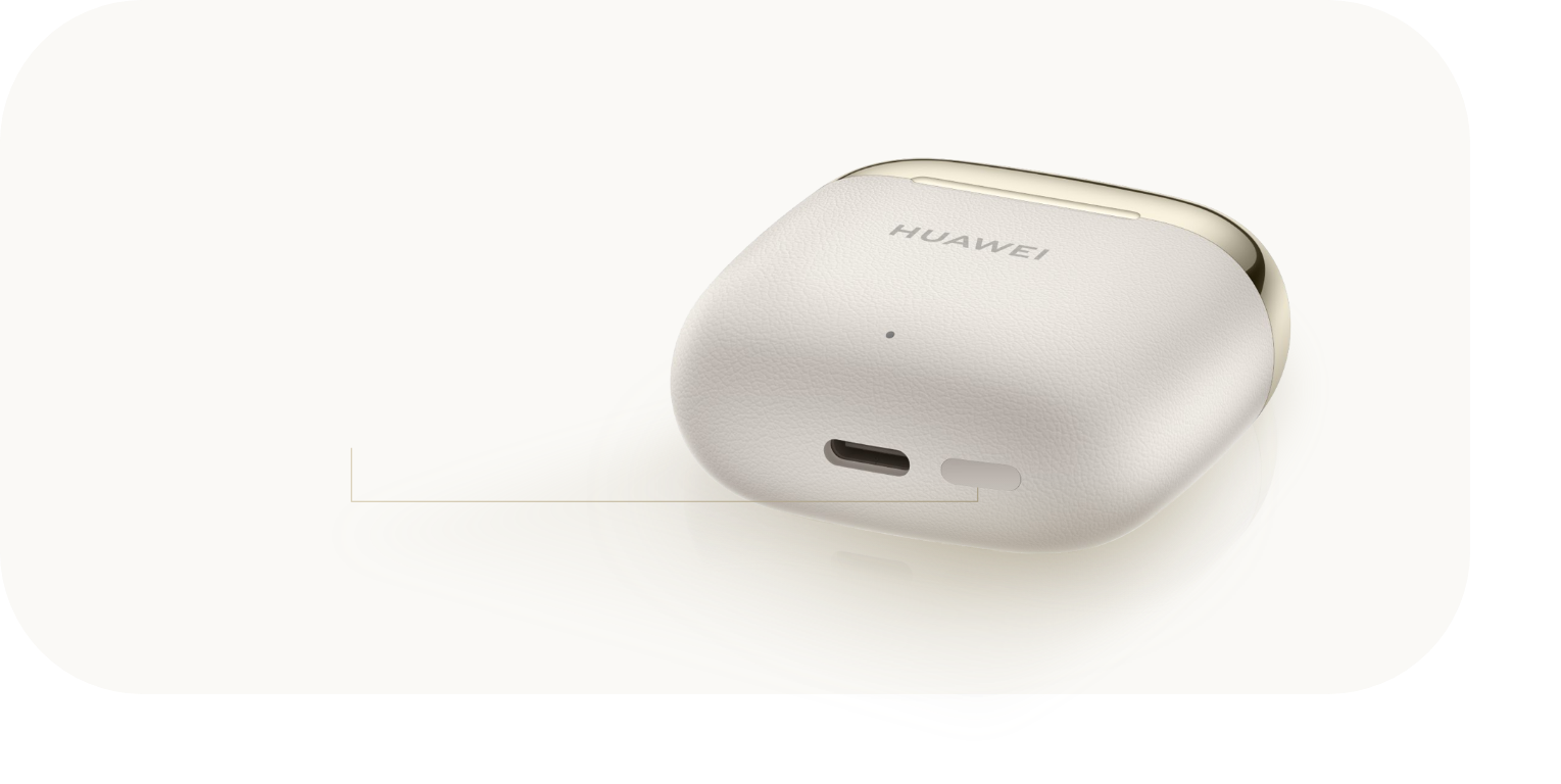 展示 HUAWEI FreeBuds SE 3 耳机盒底部接口与按键