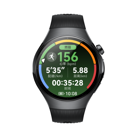 HUAWEI WATCH 5 的正面图,展示了100+ 的运动模式