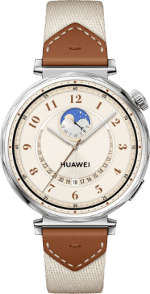 HUAWEI WATCH GT 5 41mm的型号,展示了马鞍棕，湖光青，冰晶蓝，珍珠白，魅影黑的手表配色