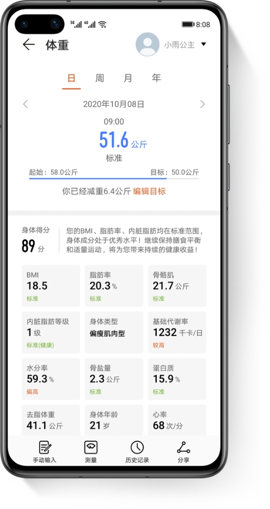 华为智能体脂秤 3 Wi-Fi 版-人体成分报告