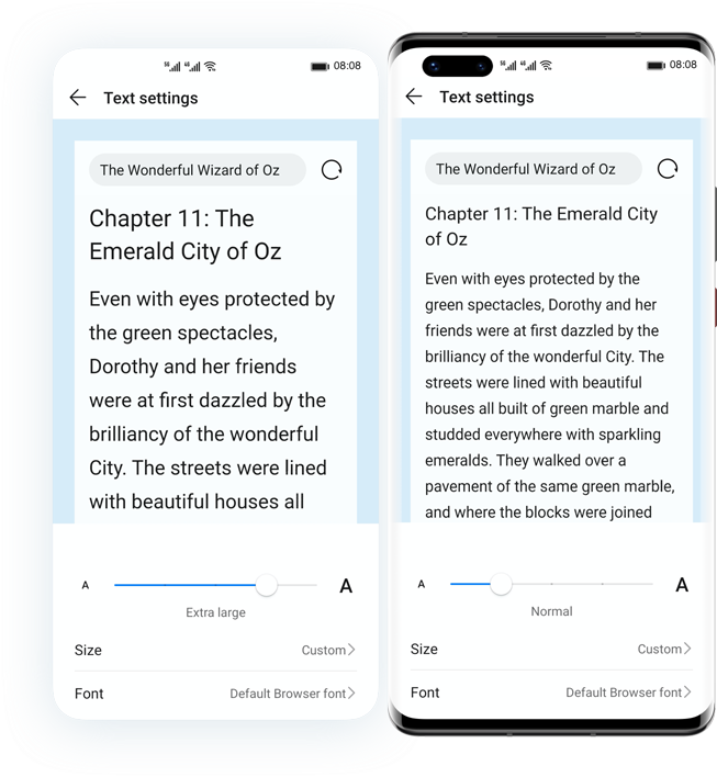 Huawei Browser-Text setting