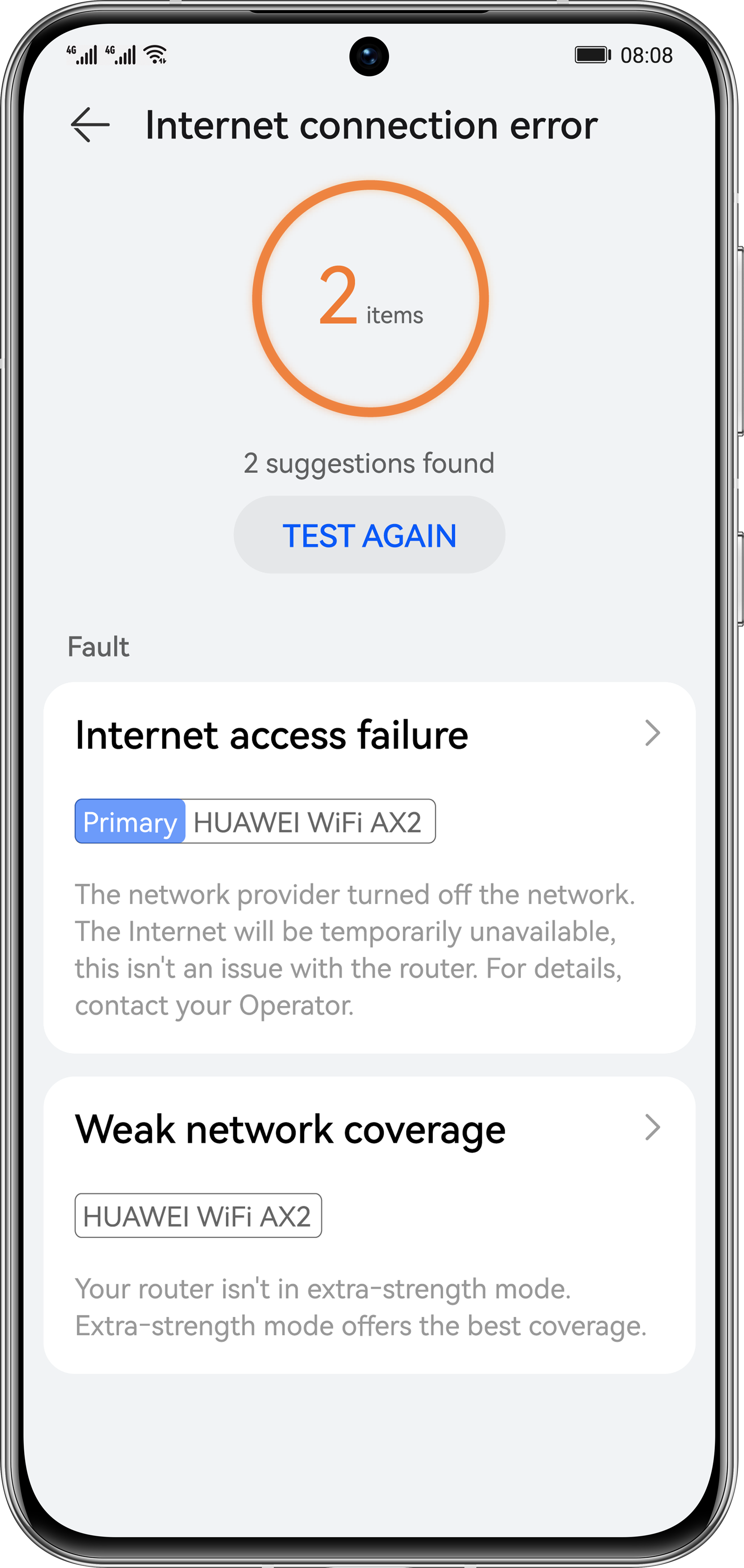 HUAWEI WiFi AX2 smart diagnostics