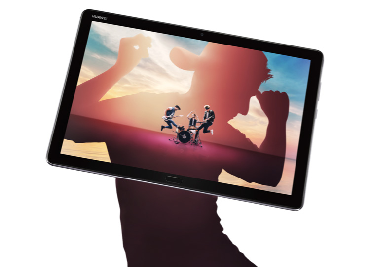 Huawei mediapad m5 lite showing youngsters dancing with music