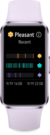 The phone displays Emotional wellbeing interface, while the purple HUAWEI Band 10 shows the Panda Huahua watch face, highlighting the device's emotional wellbeing management capabilities