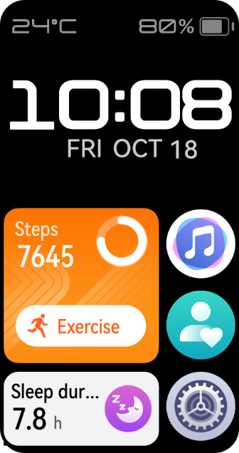 The dial loops on the black HUAWEI Band 10, showcasing the richness of the watch faces