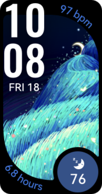 The dial loops on the black HUAWEI Band 10, showcasing the richness of the watch faces